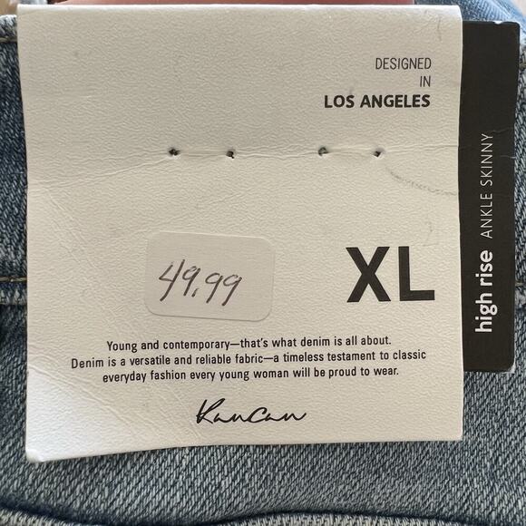 KanCan Jeans Womens Sz Xl Blue Denim Leopard High Rise Ankle Skinny Distressed - Picture 7 of 9